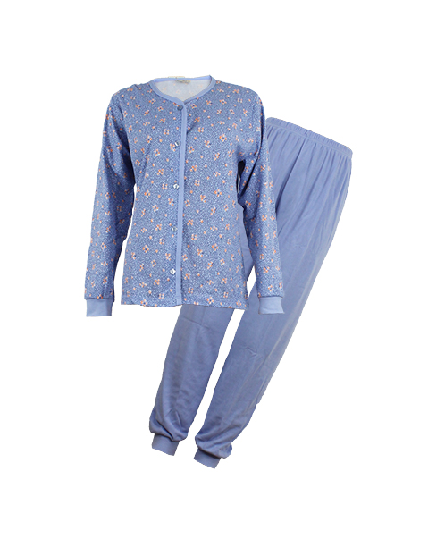 Pijama abierto de felpa en azul o verde Casa Indalesi