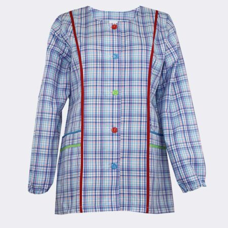 Bata de mujer corta de tela a cuadros