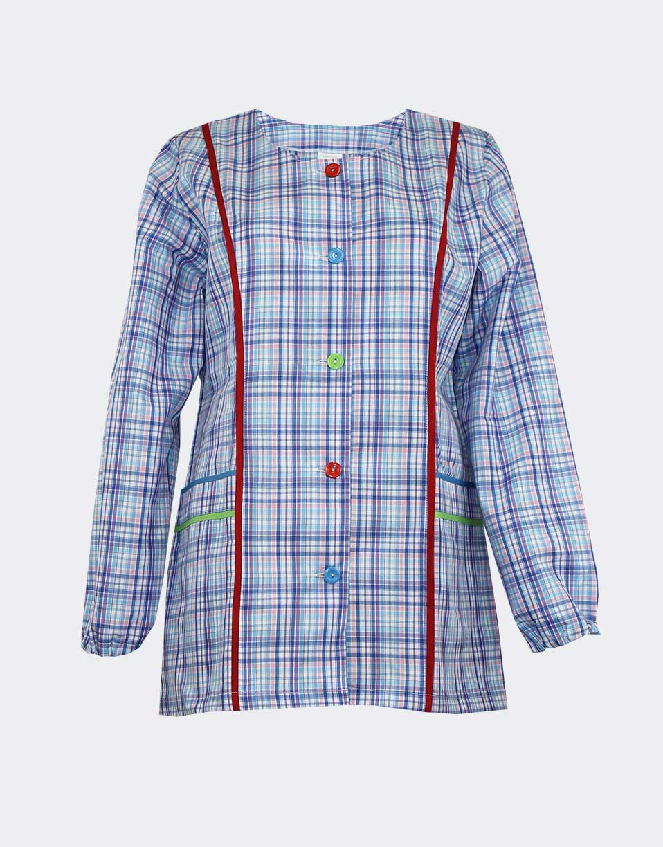 Bata de mujer corta de tela a cuadros