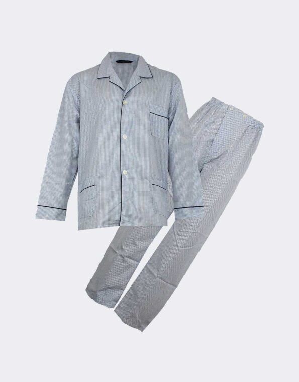Pijama-de-hombre en tela LAGARDY-cuadraditos-azul