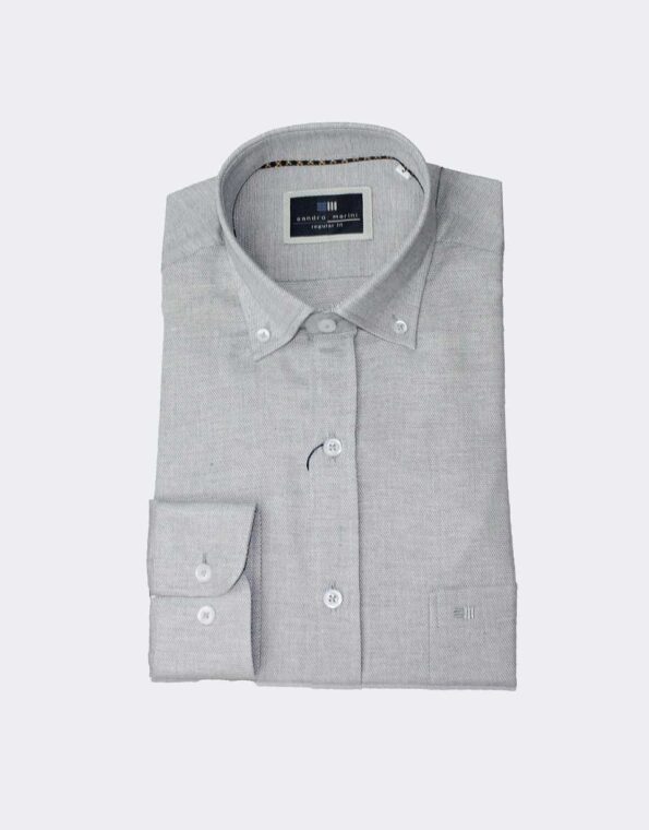 Camisa-hombre-tela-MANGA-LARGA-semi-lisa-efecto-lino-gris