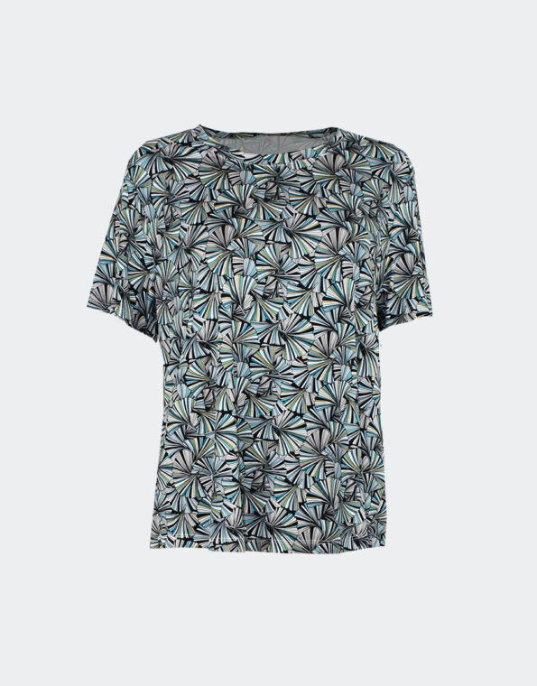 Camiseta-mujer-punto-manga-corta-estampado-‘abanicos-colores