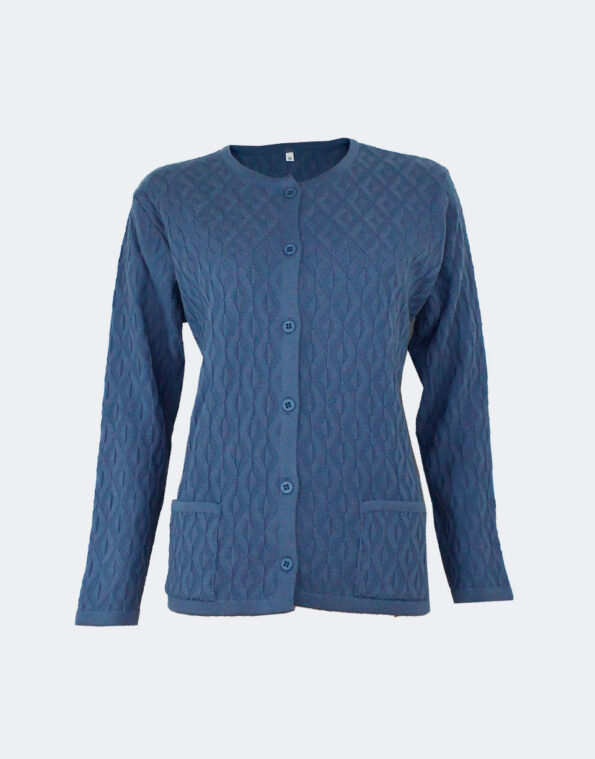 Chaqueta mujer punto con botones azul