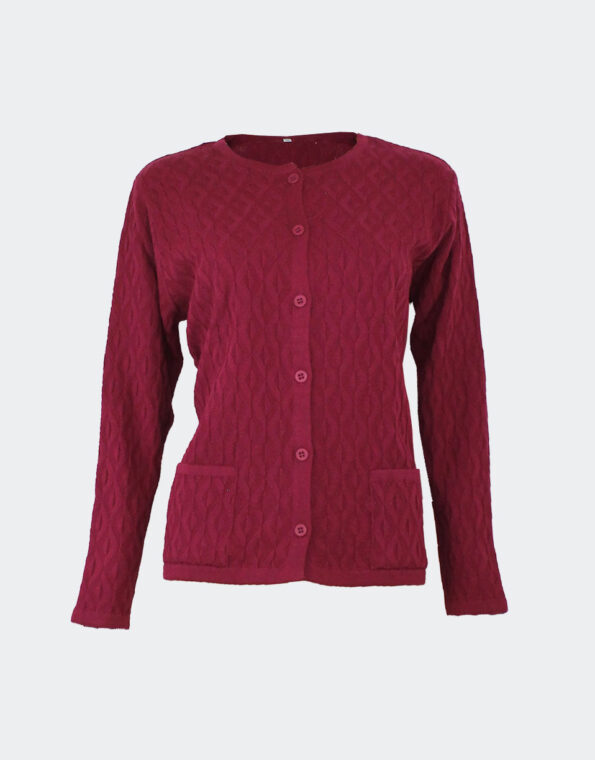 Chaqueta mujer punto con botones cereza