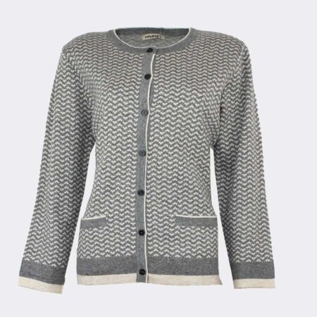 chaqueta mujer punto gris crudo