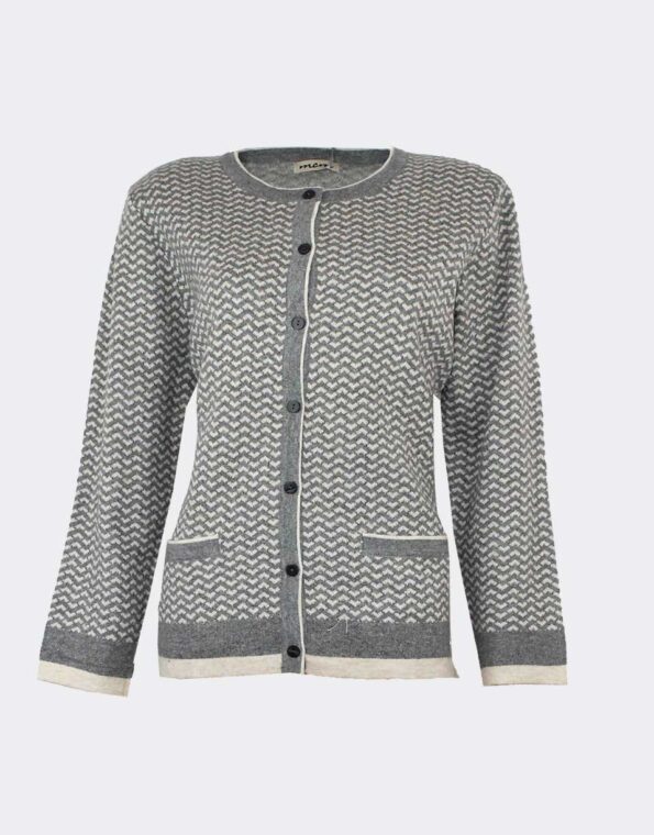 chaqueta mujer punto gris crudo