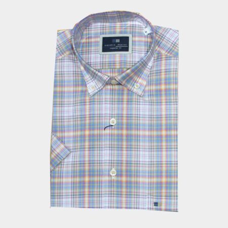 Camisa manga corta cuadros hombre