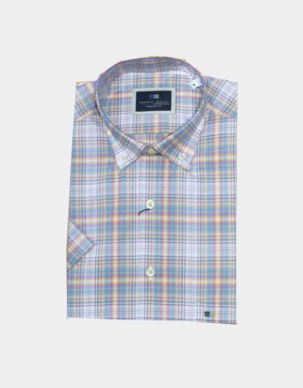 Camisa manga corta cuadros hombre