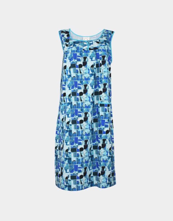 Vestido bata mujer tela sin mangas bambula