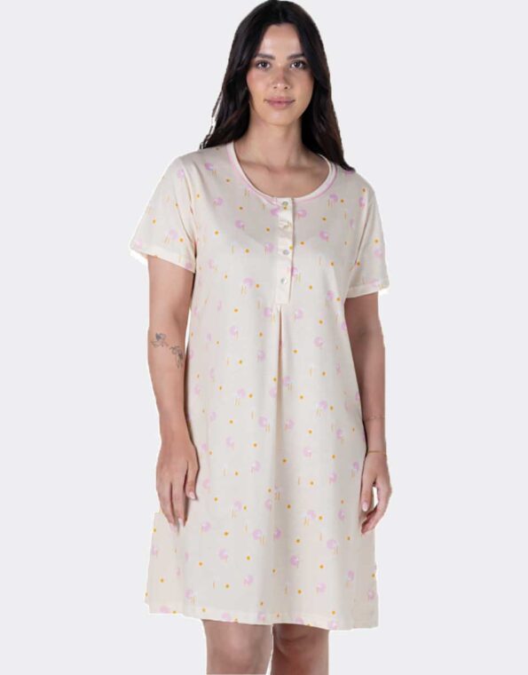 Camisón mujer punto algodón manga corta