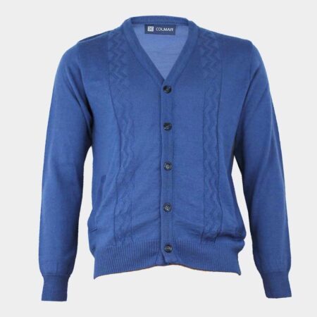 Chaqueta hombre punto fino clasica cuello pico