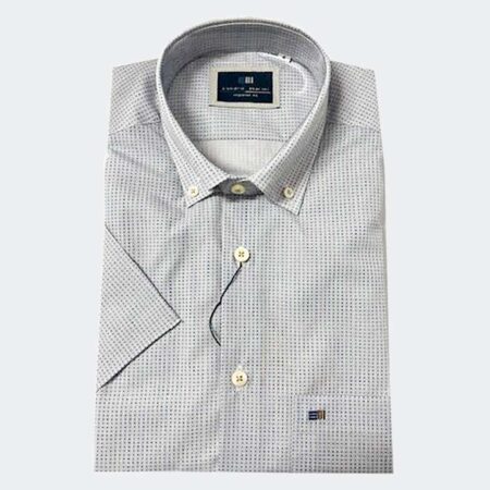 camisa hombre manga corta patron clasico con pequeño estampado