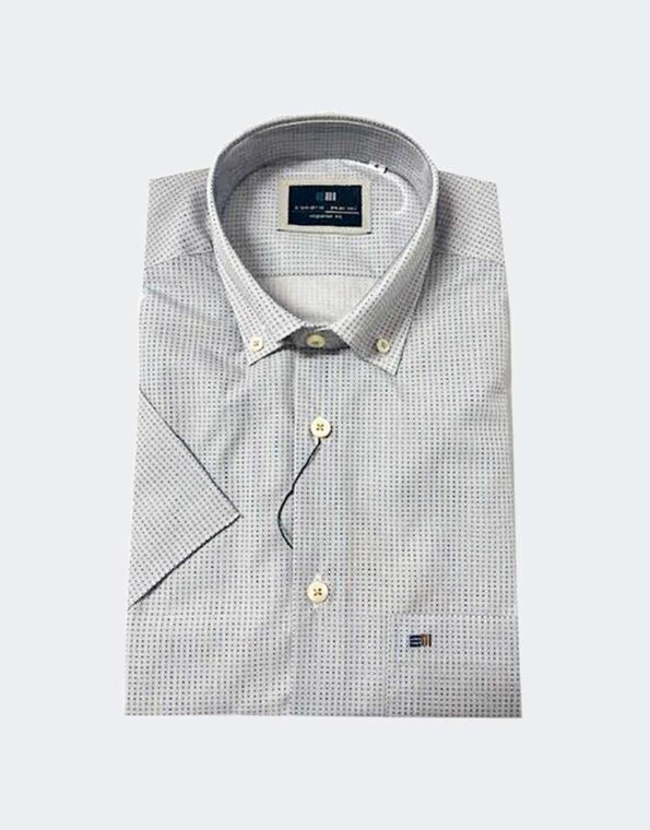 camisa hombre manga corta patron clasico con pequeño estampado