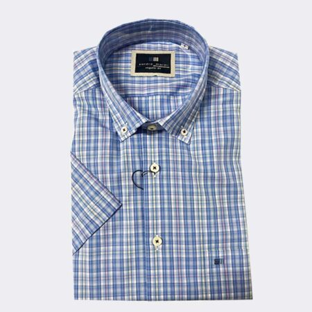 camisa manga corta patron clasico en cadros