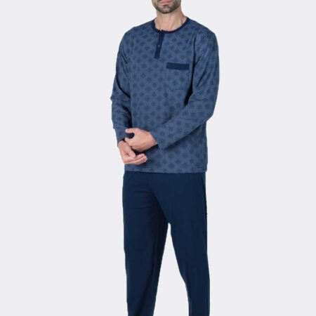 Pijama punto fino hombre largo