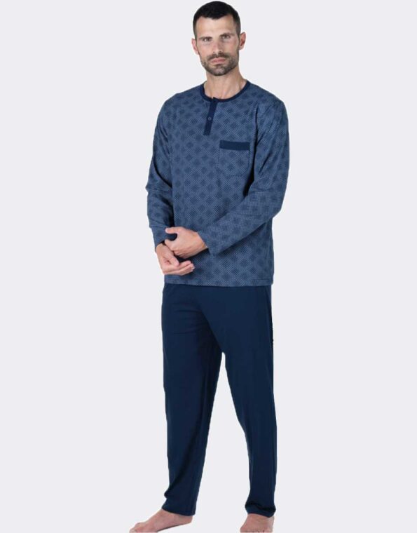 Pijama punto fino hombre largo