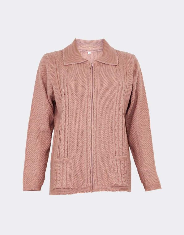 chaqueta punto invierno mujer con cremallera y cuello polo
