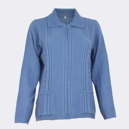 Chaqueta mujer punto INVIERNO con cremallera y cuello polo
