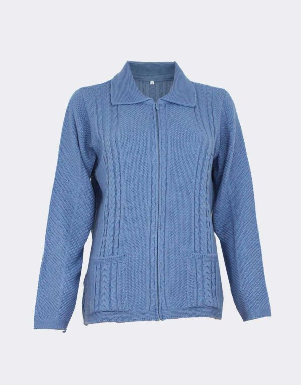 Chaqueta mujer punto INVIERNO con cremallera y cuello polo