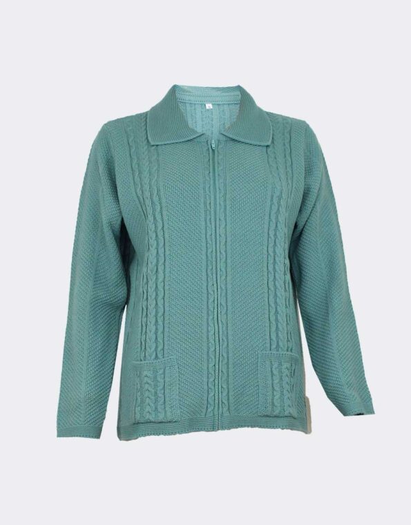 chaqueta punto invierno mujer con cremallera y cuello polo