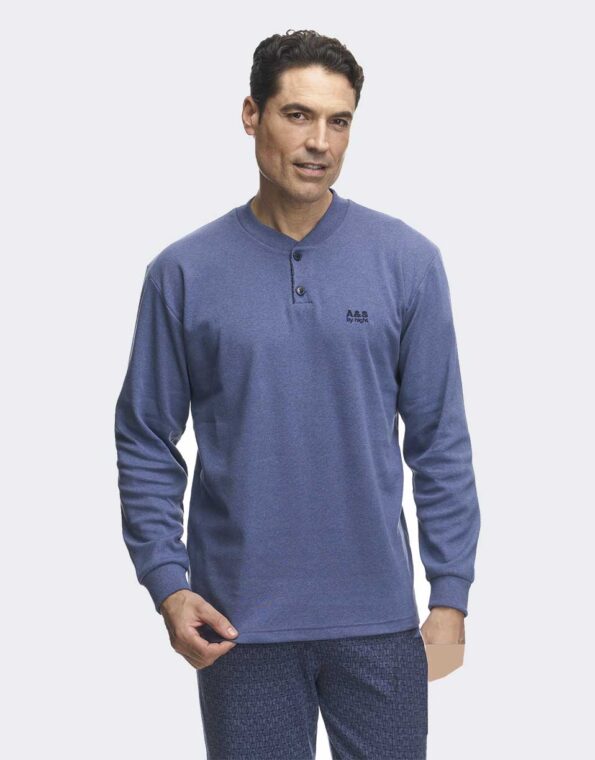 Pijama punto felpa con tapeta inverno clasico hombre