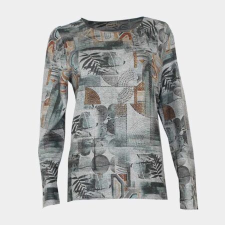 Camiseta mujer punto cuello redondo fino escote redndo estampado