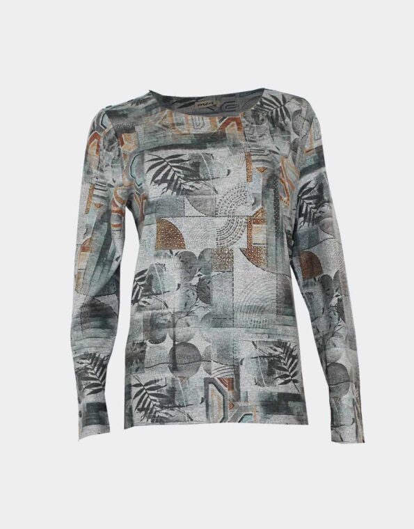 Camiseta mujer punto cuello redondo fino escote redndo estampado