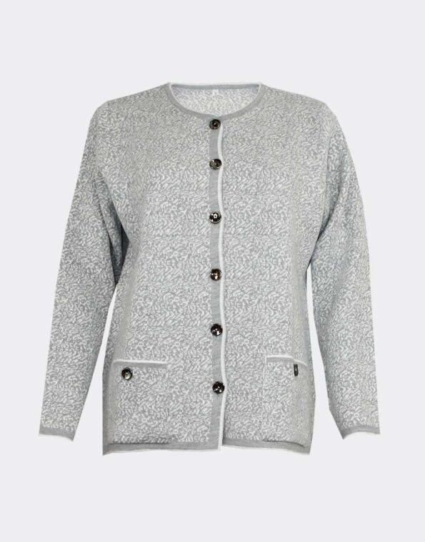 chaqueta mujer sin cuello con bolsillos estampado abstracto
