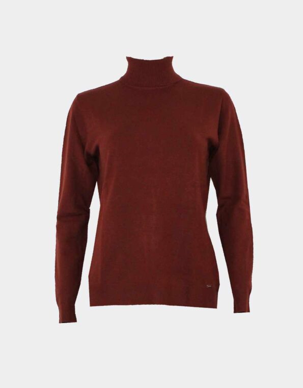 jersey mujer punto fino cuello alto