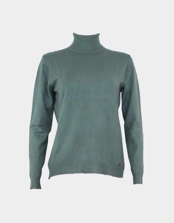 jersey mujer punto fino cuello alto