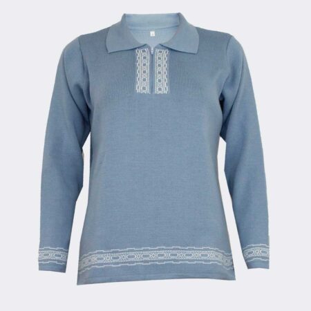 polo mujer con cremallera punto acrilico
