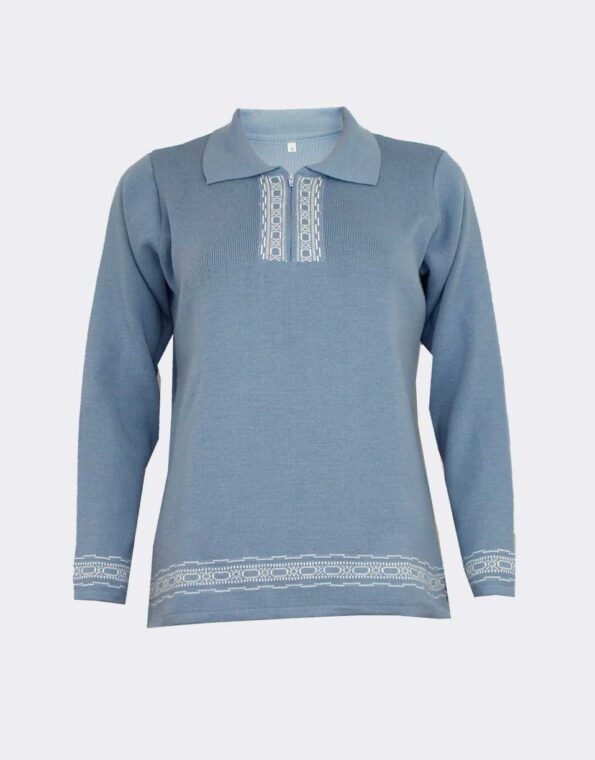 polo mujer con cremallera punto acrilico