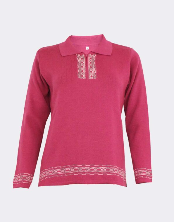 polo mujer con cremallera punto acrilico