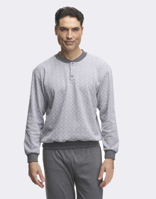 Pijama hombre punto felpa invierno patrón clasico