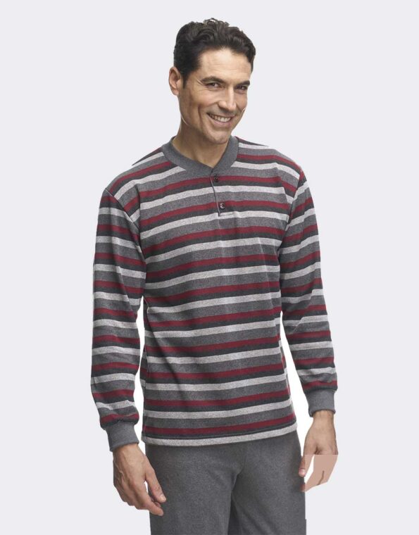 pijama hombre punto felpa grueso a rayas