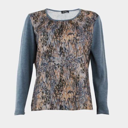 Camiseta mujer de punto manga larga estampado abstracto