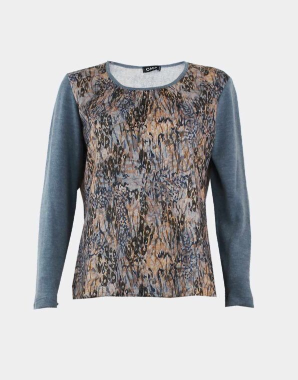 Camiseta mujer de punto manga larga estampado abstracto