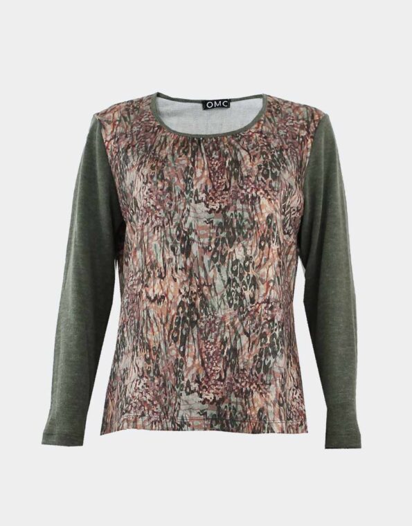 camiseta mujer punto manga larga estampado abstracto