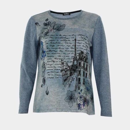 Camiseta de mujer punto manga larga estampada