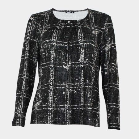 Camiseta de mujer de punto con pliegues en el escote