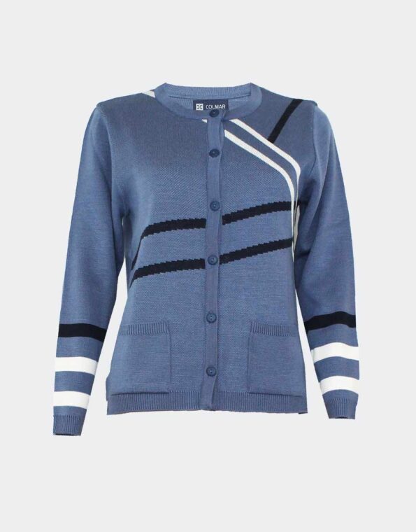 Chaqueta de mujer punto cuello redondo acrilica