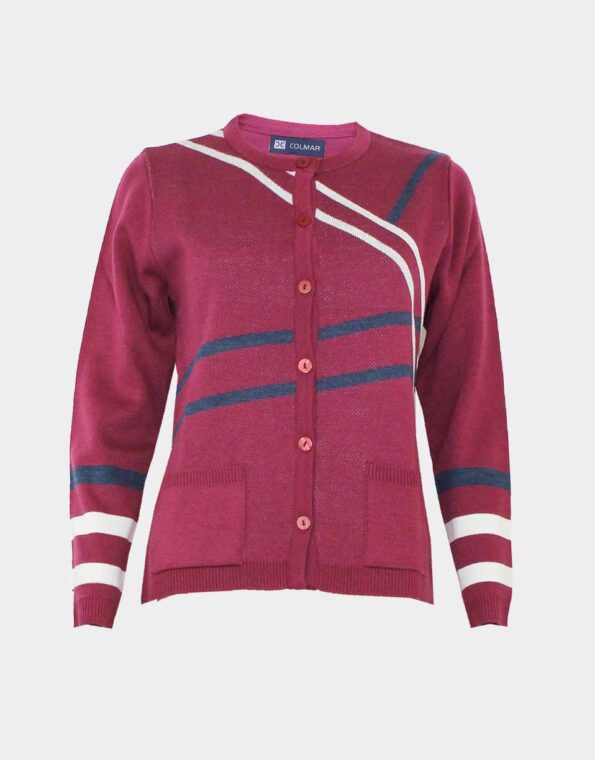 chaqueta mujer cuello redondo acrilica