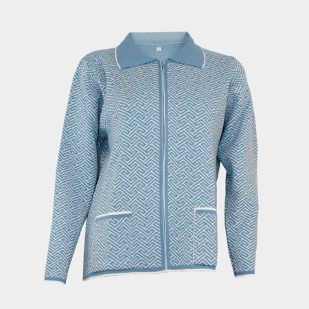 Chaqueta mujer de punto con cuello cremallera y bolsillos acrilica