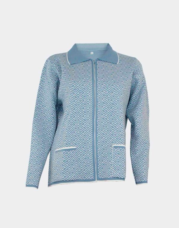 Chaqueta mujer de punto con cuello cremallera y bolsillos acrilica