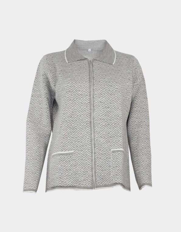 chaqueta mujer con cuello cremallera y bolsillos acrilica