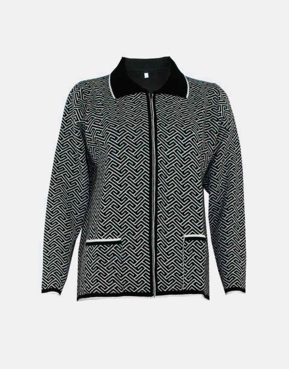 chaqueta mujer con cuello cremallera y bolsillos acrilica
