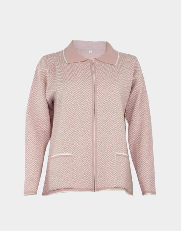 chaqueta mujer con cuello cremallera y bolsillos acrilica