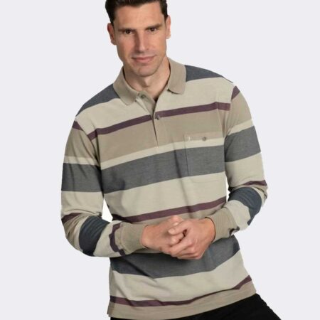 Polo hombre de punto piqué manga larga