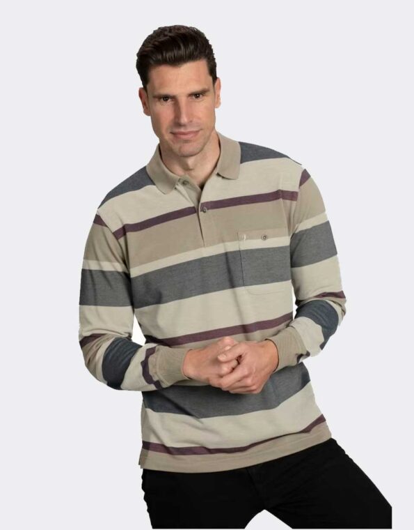 Polo hombre de punto piqué manga larga