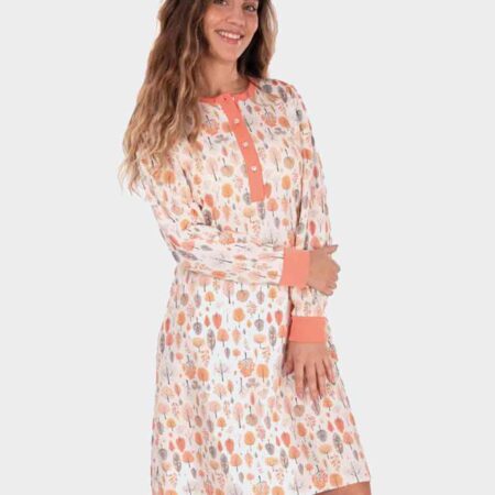 Camisón de mujer de punto felpa con abertura botones